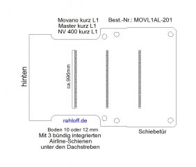 Movano NV400 Master Bodenplatte mit 3 Ladungssicherungs quer - Schienen - L1H1 kurz - T201