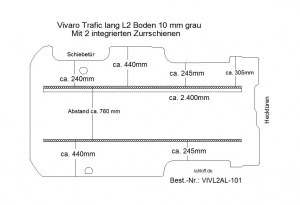 Trafic Vivaro Boden mit 2 Zurrchienen längs - L2 alt T101