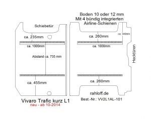 Vivaro Trafic NV300 Talento Boden mit 2 Zurrchienen - L1 kurz T101
