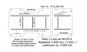 Daily Bodenplatte mit 8 Ankerschienen längs + quer - L3 - T203
