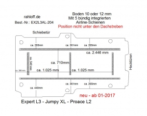 Citroen Jumpy XL Boden mit 5 Ladungssicherungs-Schienen L3 neu T204