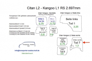 Citan L2 Kangoo L1 Seitenverkleidung Seite rechts T7