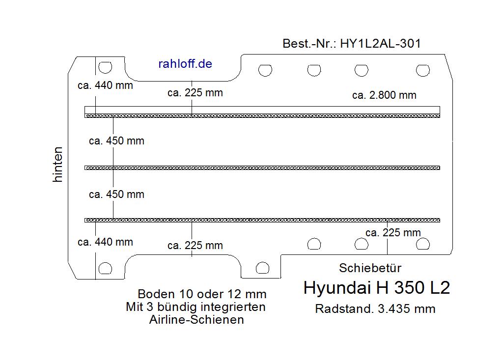 Hyundai H350 Boden mit Zurrleisten zur Ladungssicherung