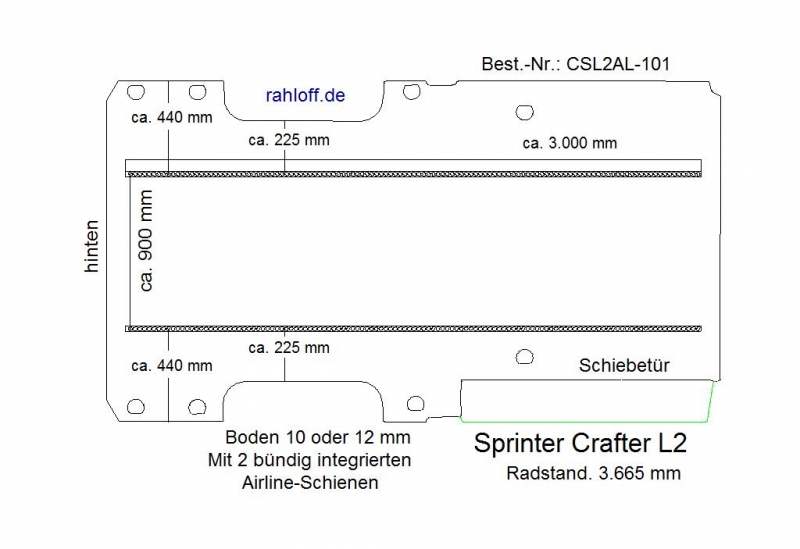 Crafter Sprinter Boden mit 2 Zurrschienen - L2-101