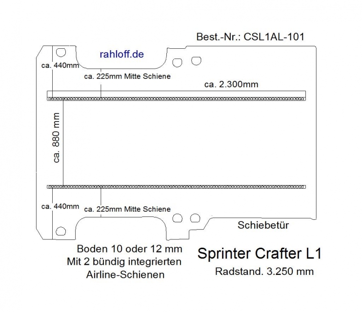 Crafter Sprinter Boden mit 2 Airlineschienen L1 - T101