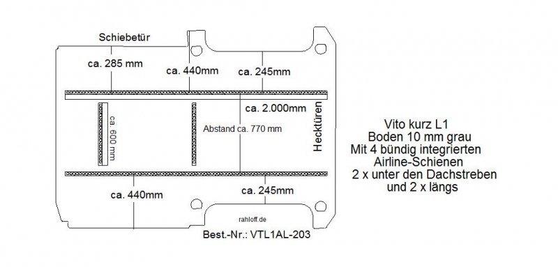 Vito _ Boden 4 Airline Schienen längs + quer L1 alt - 203