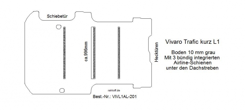Vivaro Trafic Boden mit 3 ZUrrschienen quer - L1 alt T201