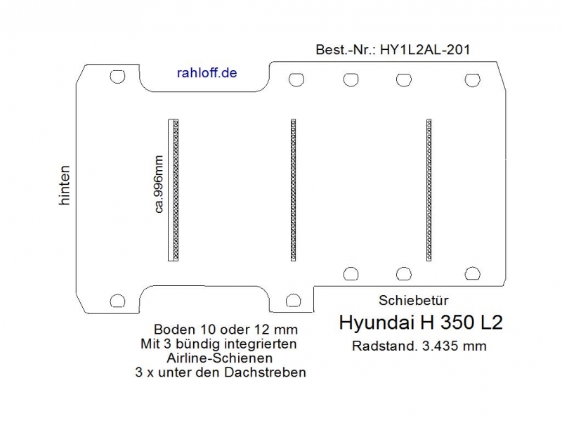 Hyundai H 350 Bodenplatte mit 3 Zurrschienen quer - L2 T201