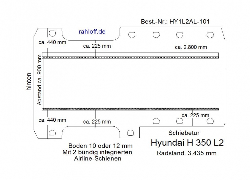 Hyundai H 350 Bodenplatte mit 2 Zurrschienen längs - L2 T101