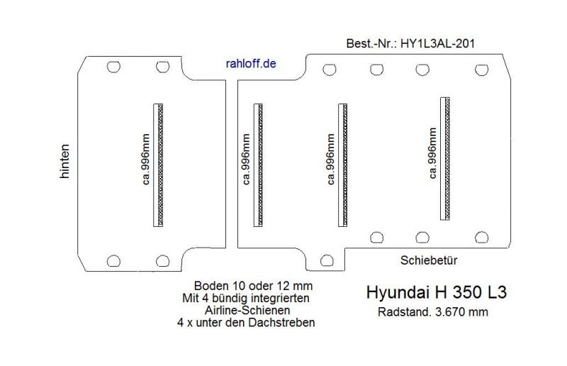 Hyundai H 350 Bodenplatte mit 4 Zurrleisten quer - L3 T201