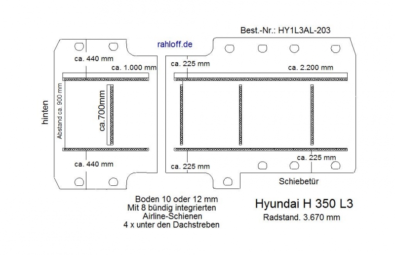Hyundai H 350 Bodenplatte mit 8 Zurrleisten längs + quer - L3 T203