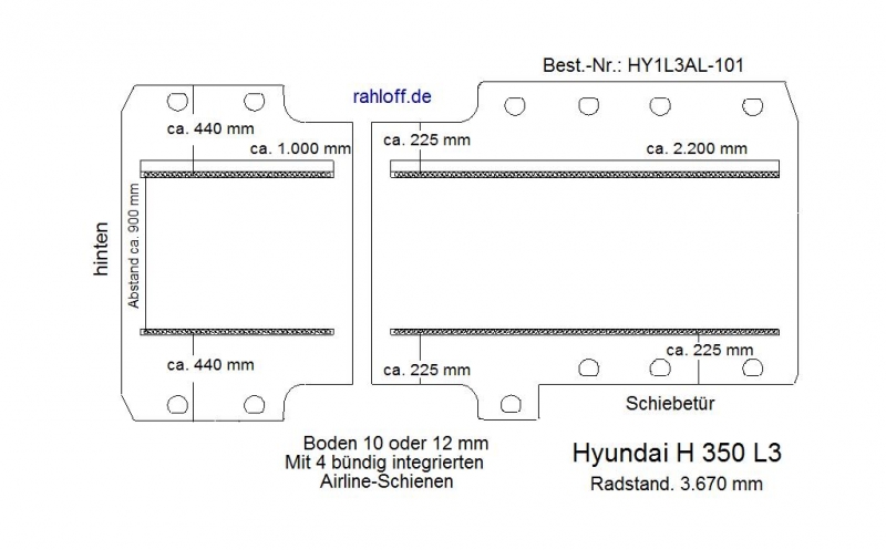Hyundai H 350 Bodenplatte mit 4 Zurrleisten längs - L3 T101