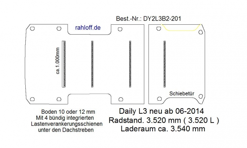 Daily Bodenplatte mit 4 Ankerschienen quer - L3 - T201