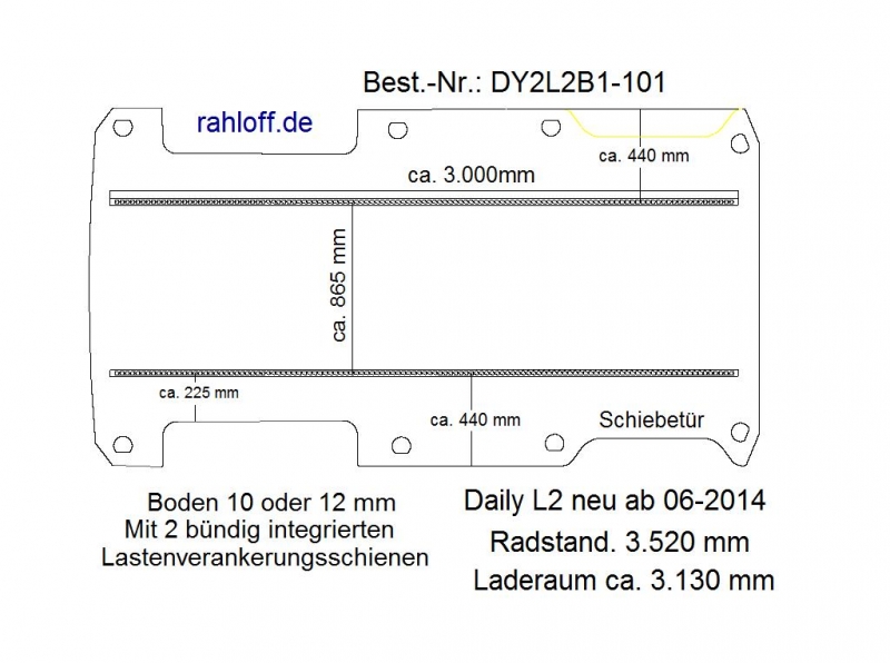 Daily Bodenplatte mit 2 Zurrleisten längs - L2 - T101