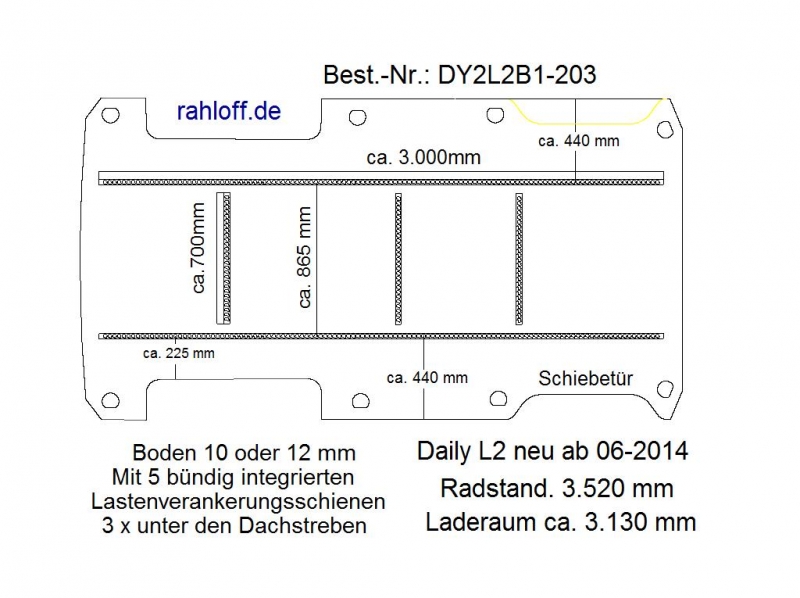 Daily Bodenplatte mit 5 Zurrleisten längs + quer - L2 - T203
