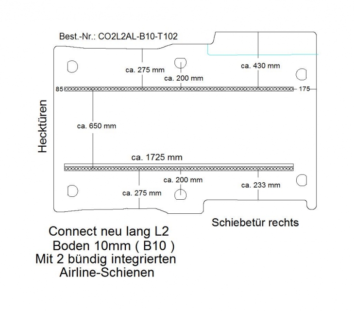 Connect Boden mit 2 Airline Schienen längs (L2 - 102)