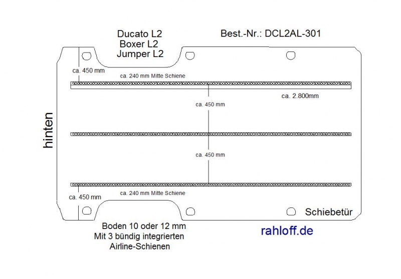 Citroen Jumper Boden mit 3 Airlineschienen längs L2