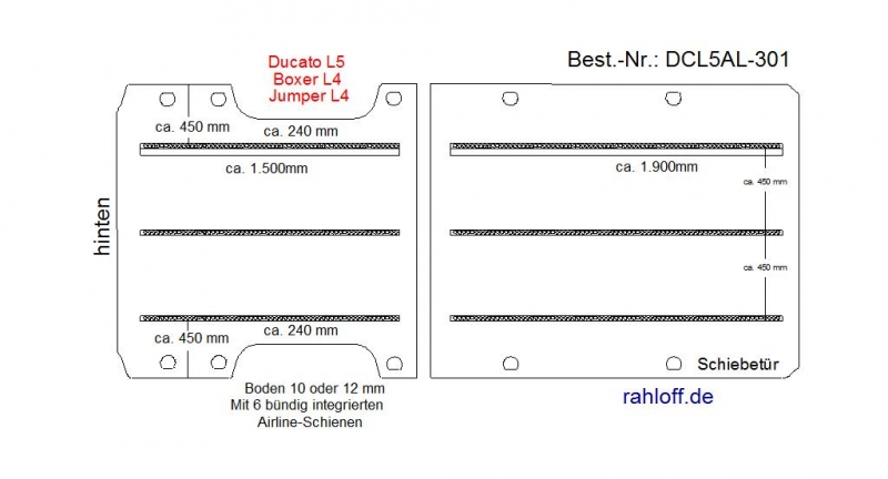 Citroen Jumper L4 Boden Ladungssicherungs - Schienen 3x