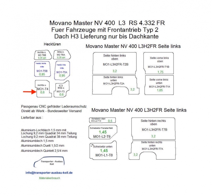 Movano Master NV 400 Laderaumverkleidung Tür hinten rechts unten Teil 4