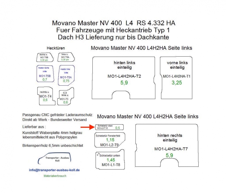 Movano Master NV 400 Laderaumverkleidung Schiebetür oben Teil 10