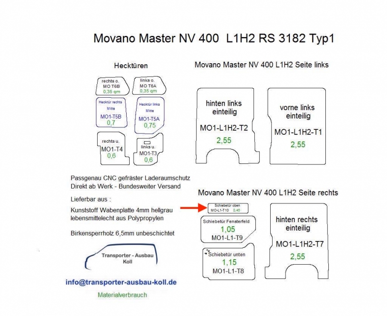 Movano Master NV 400 Laderaumverkleidung Schiebetür oben Teil 10