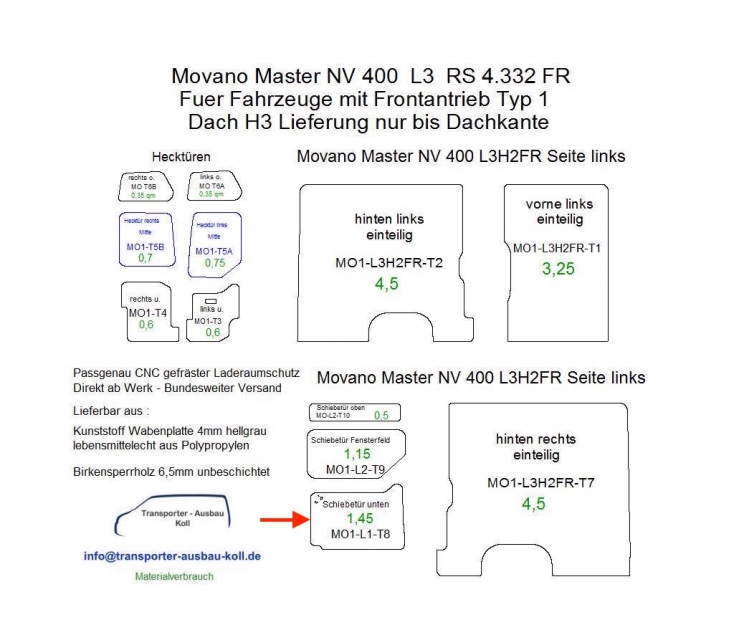 Movano Master NV 400 Laderaumverkleidung Schiebetür unten Teil 8