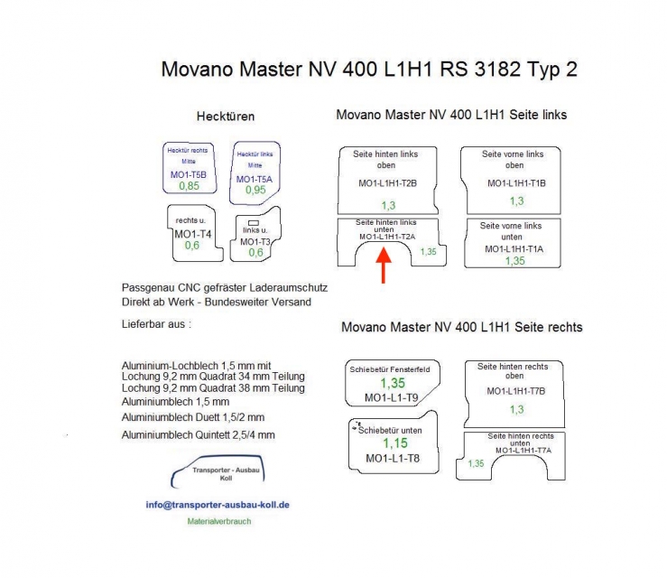 Movano Master NV 400 Laderaumverkleidung Seite hinten links unten Teil 2A