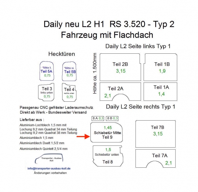Daily Laderaumverkleidung Schiebetür Fensterfeld Teil 9